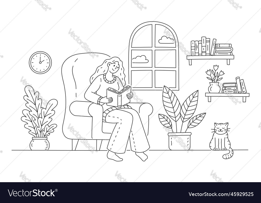 Mädchen Lesebuch doodle einschließlich vector image Mädchen Lesebuch doodle einschließlich