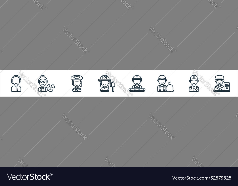 Key workers line icons linear set quality