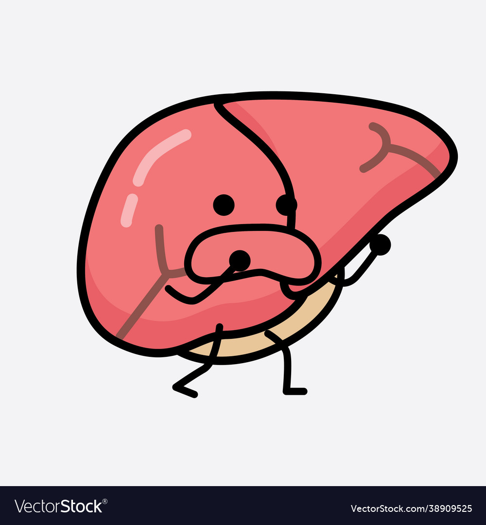 Liver character with cute face and simple body