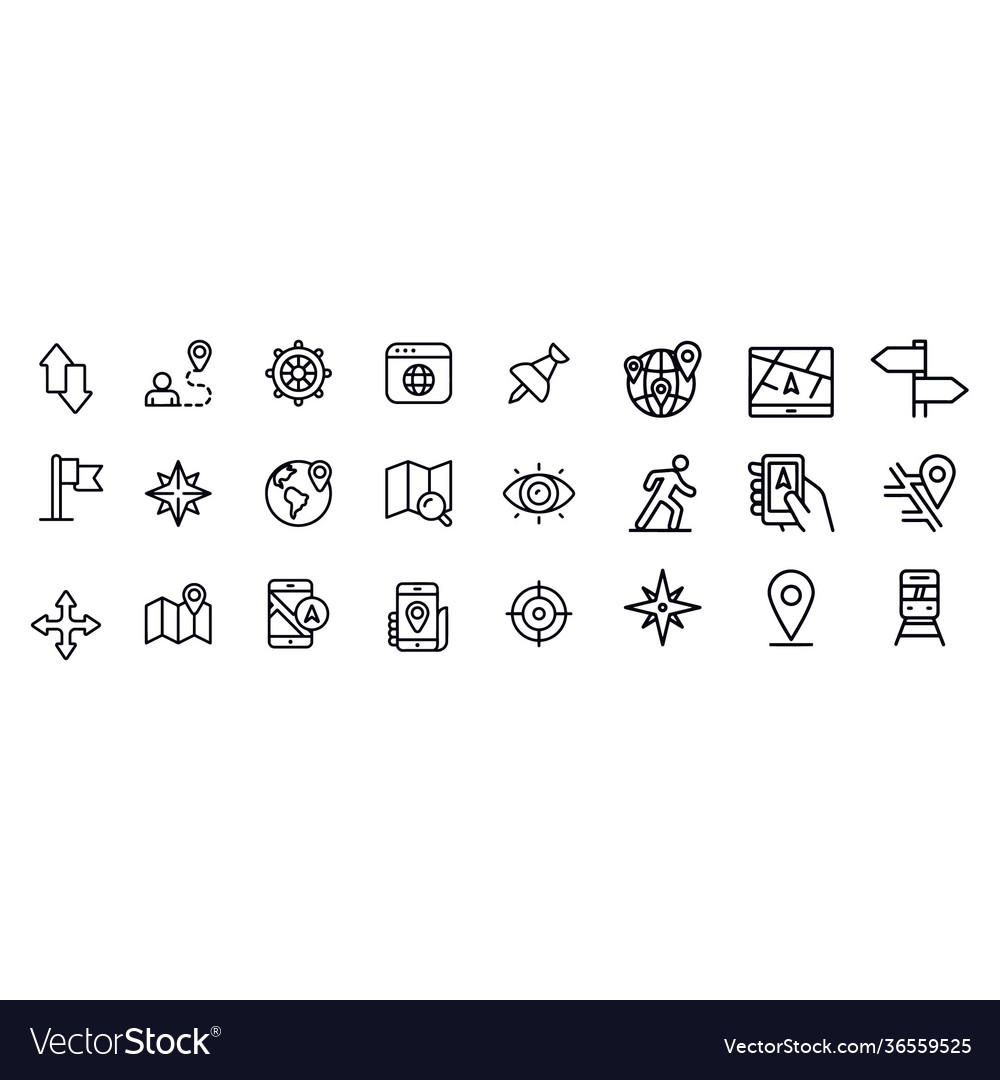 Navigation gps line icons design