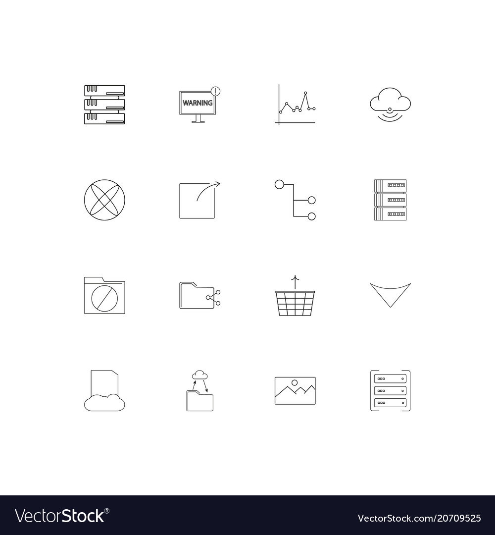 Network and database simple linear icons set