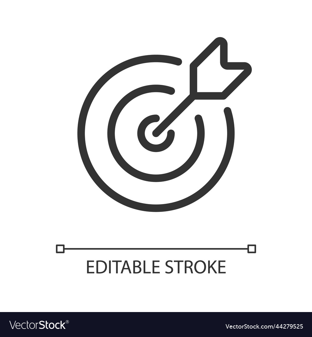 Reaching target pixel perfect linear ui icon vector image Reaching target pixel perfect linear ui icon