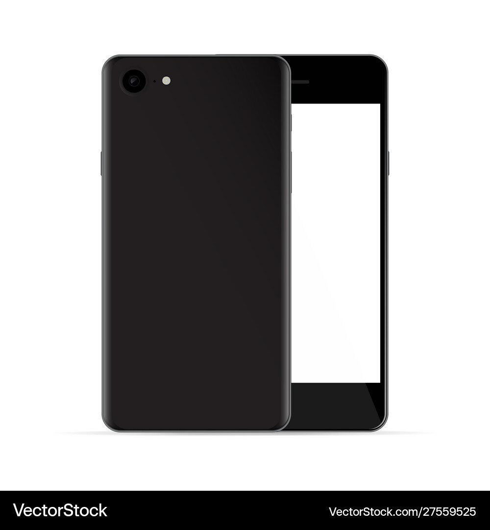 Realistic black phones with white screen front Vector Image