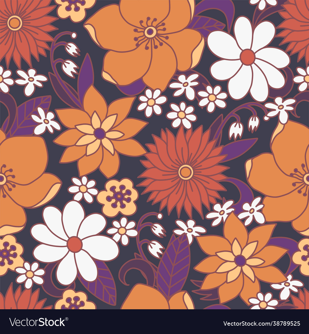 Seamless pattern with simple flowers floral print Vector Image