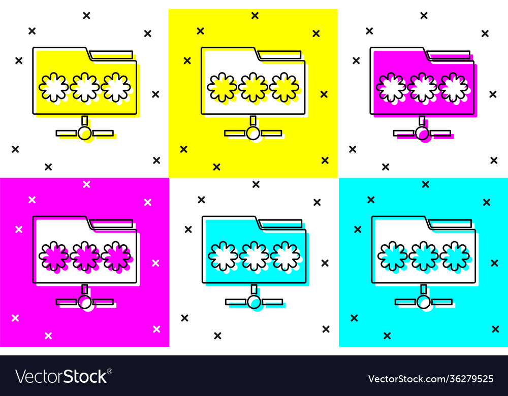 Set folder with password notification icon Vector Image Set folder with password notification icon