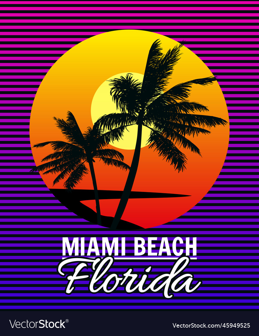 Colors Miami Beach Graphic Tee Vector Stock Vector (Royalty Free