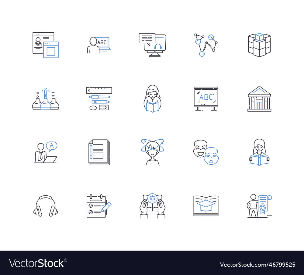 Understanding line icons collection comprehension vector image Understanding line icons collection comprehension
