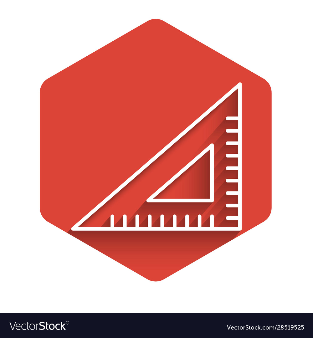 White line triangular ruler icon isolated