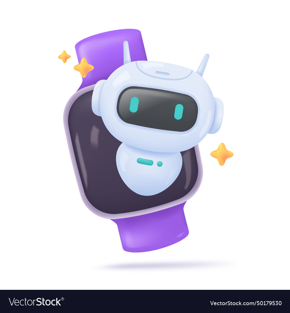 3d robot on a smart watch the idea of using ai vector image 3d robot on a smart watch the idea of using ai