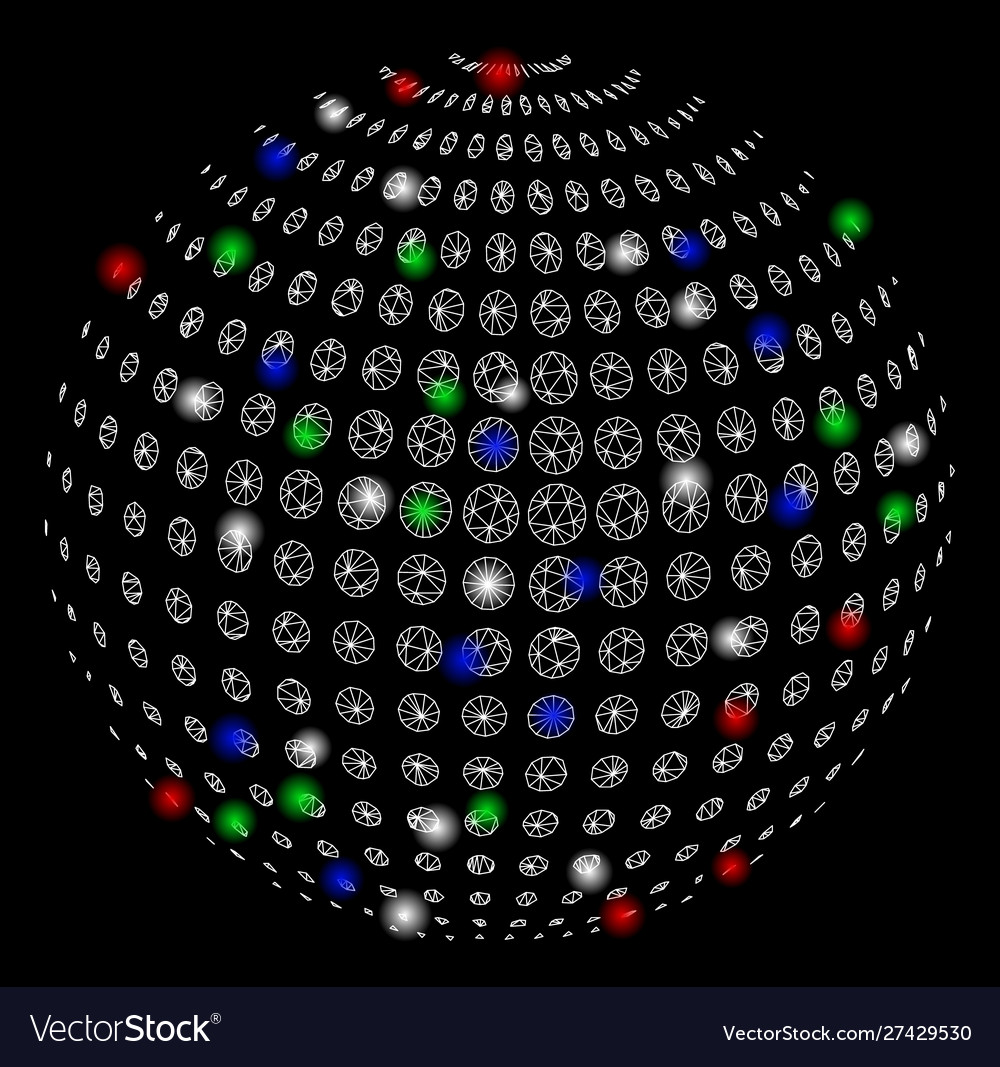 Bright mesh carcass dotted sphere surface