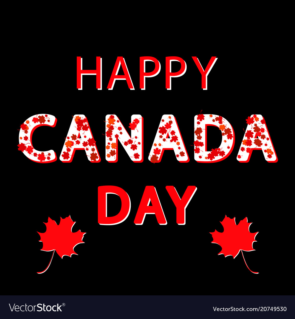 Canada day red maple leaves and text