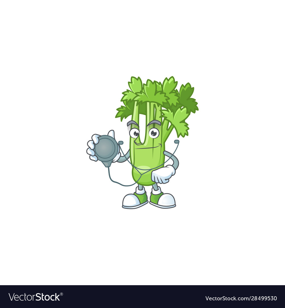 Celery plant cartoon character style as a doctor