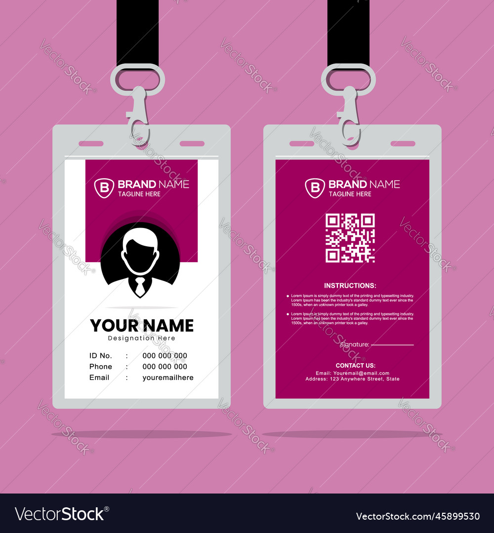 Clean and simple id card design template vector image Clean and simple id card design template