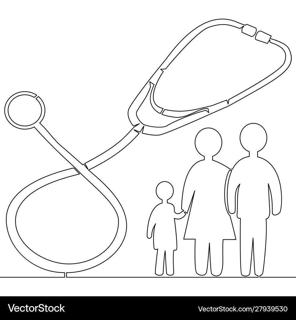 Continuous line drawing pediatric clinic concept Vector Image