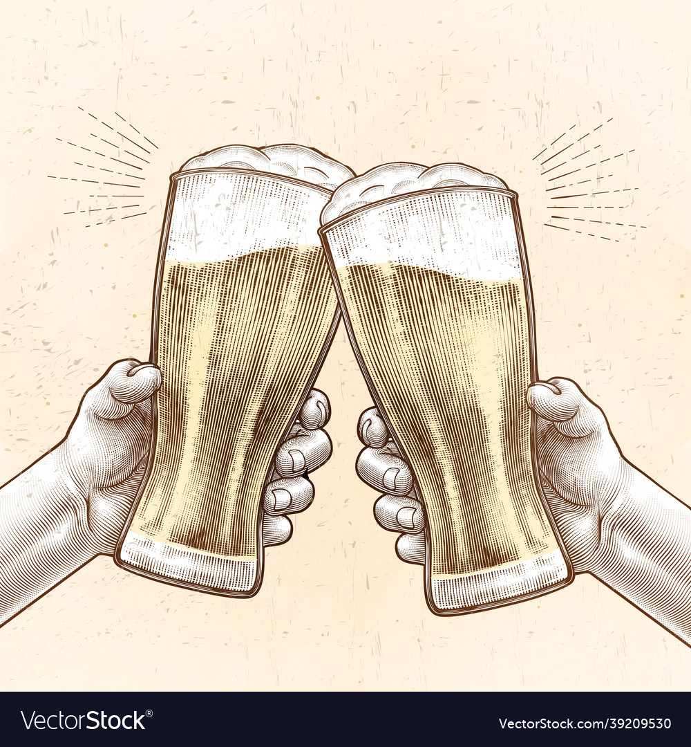 Hands holding beer glasses