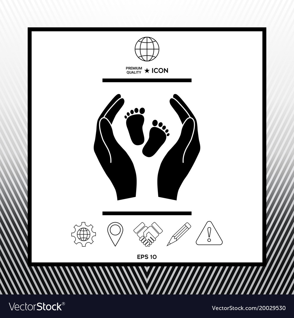 Hands schützen Babyfuß - Pflegesymbol