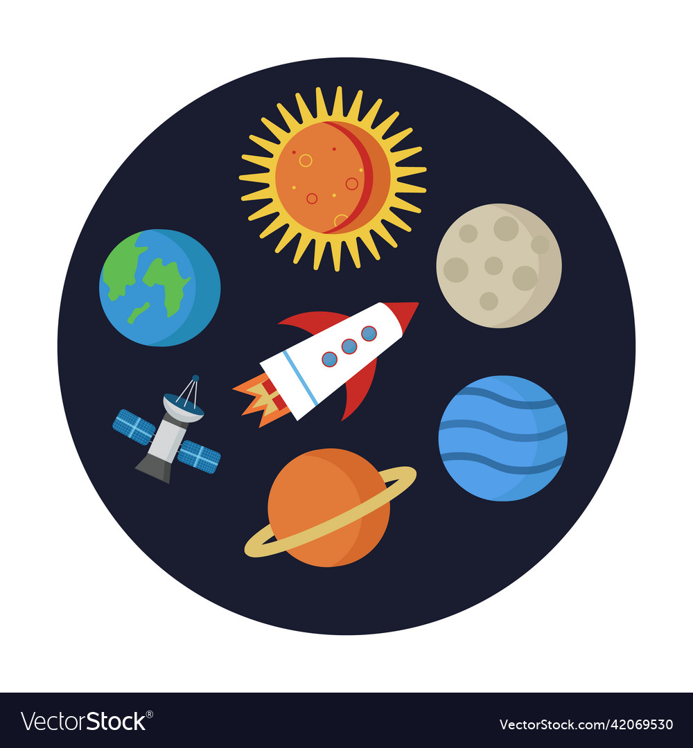 Isolated objects on theme of space for use vector image Isolated objects on theme of space for use