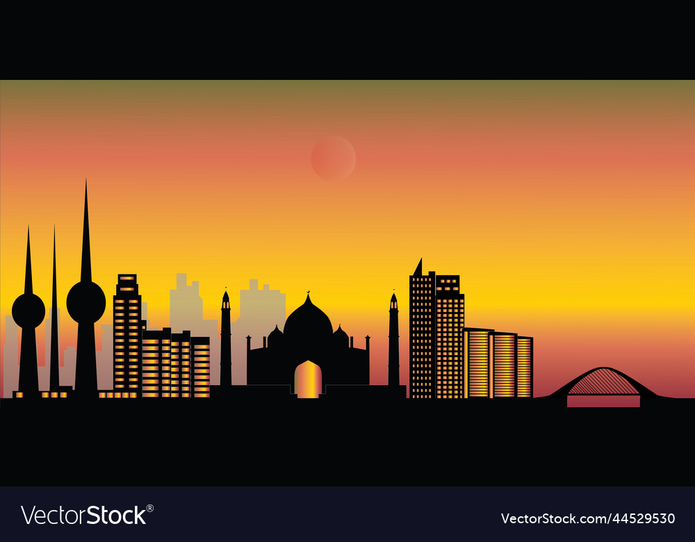 Kuwait city skyline Royalty Free Vector Image - VectorStock