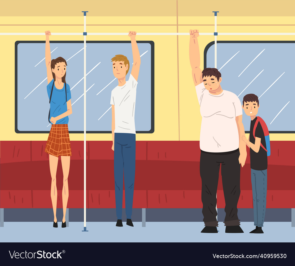 People character traveling inside electrical train