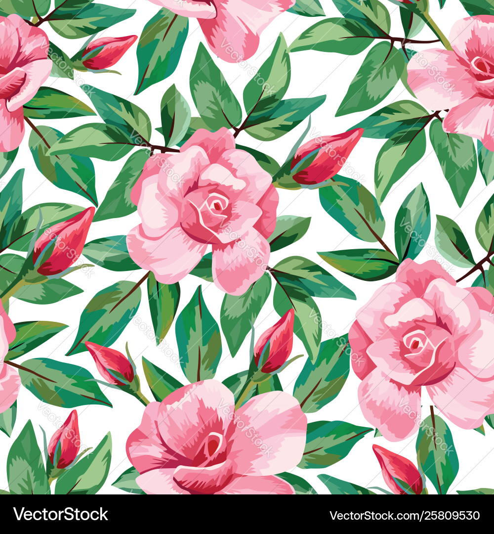 Rose pattern seamless white background Royalty Free Vector