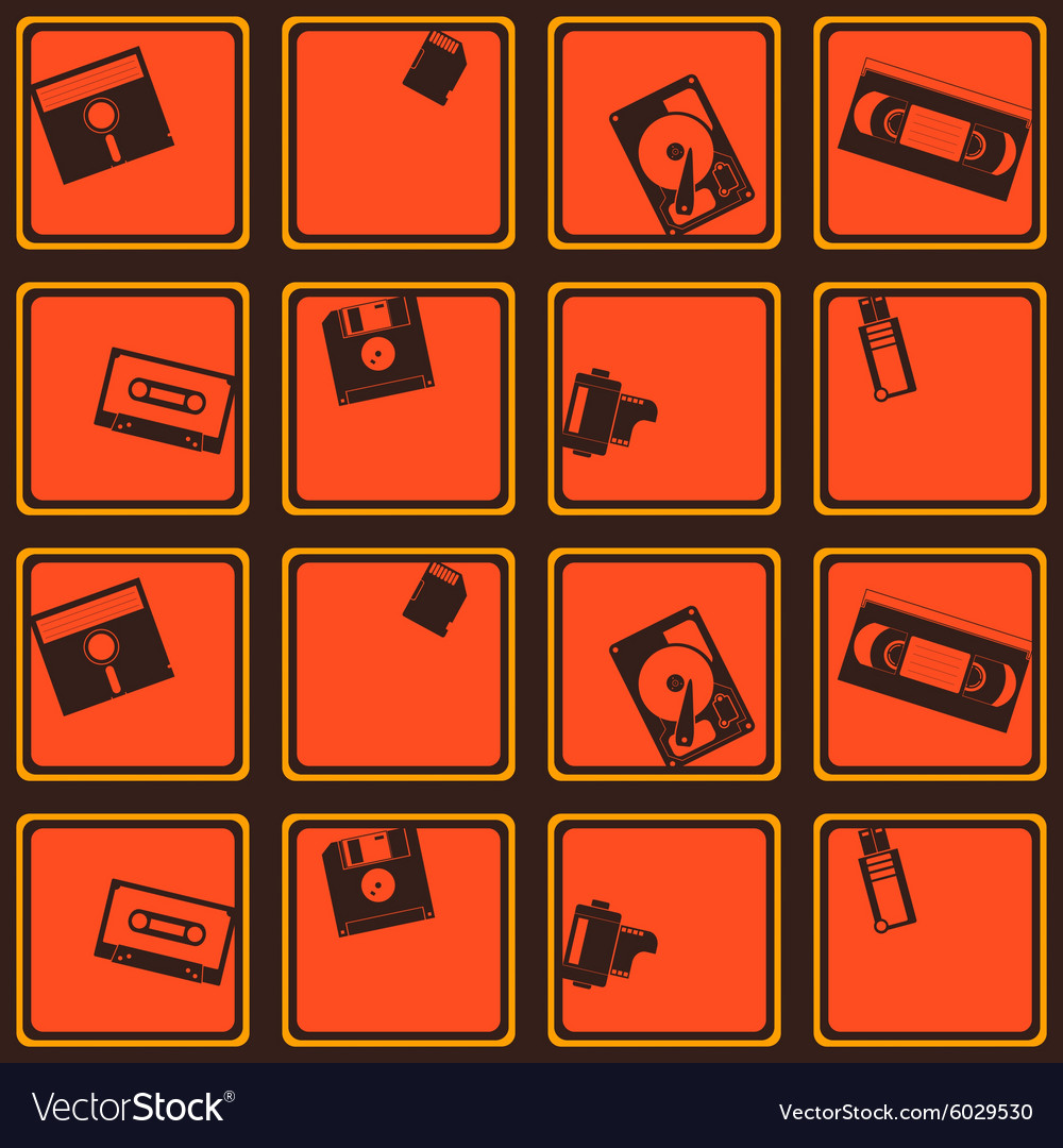 Seamless background with data storage icons