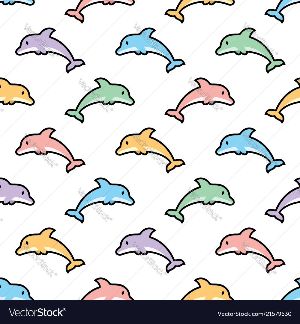 Seamless colorful dolphin pattern Royalty Free Vector Image