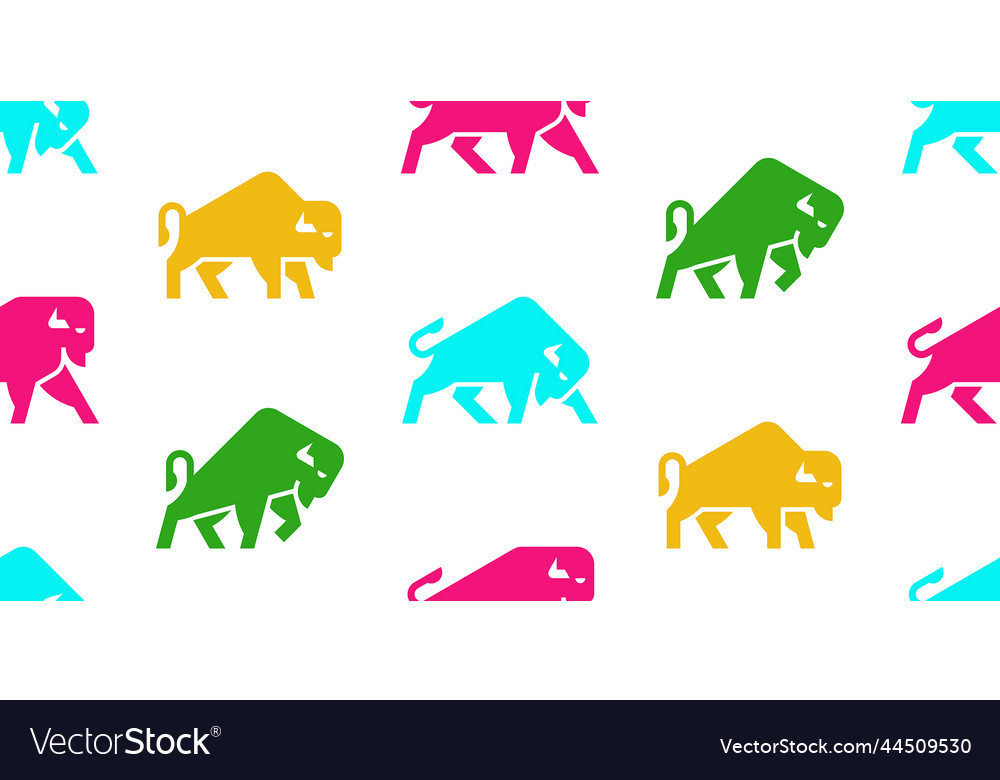 Seamless pattern with bisons