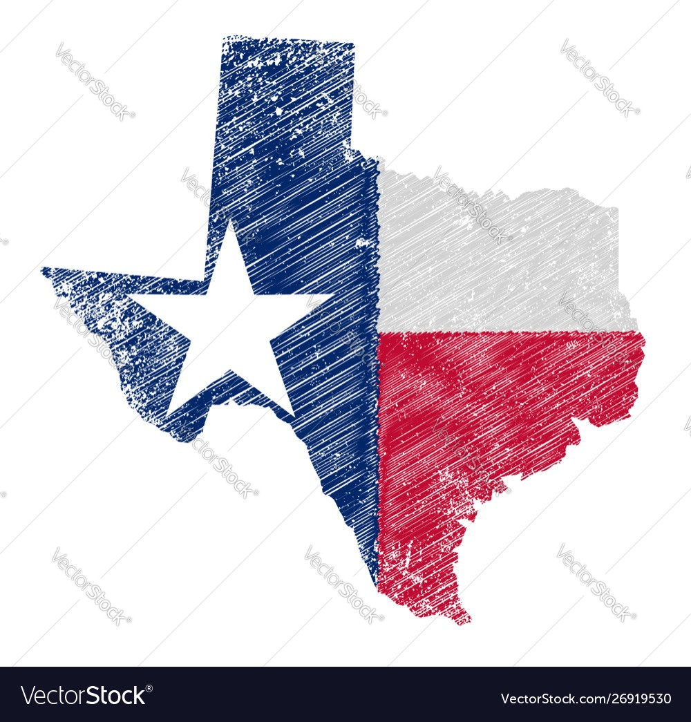 Texas map grunge and flag