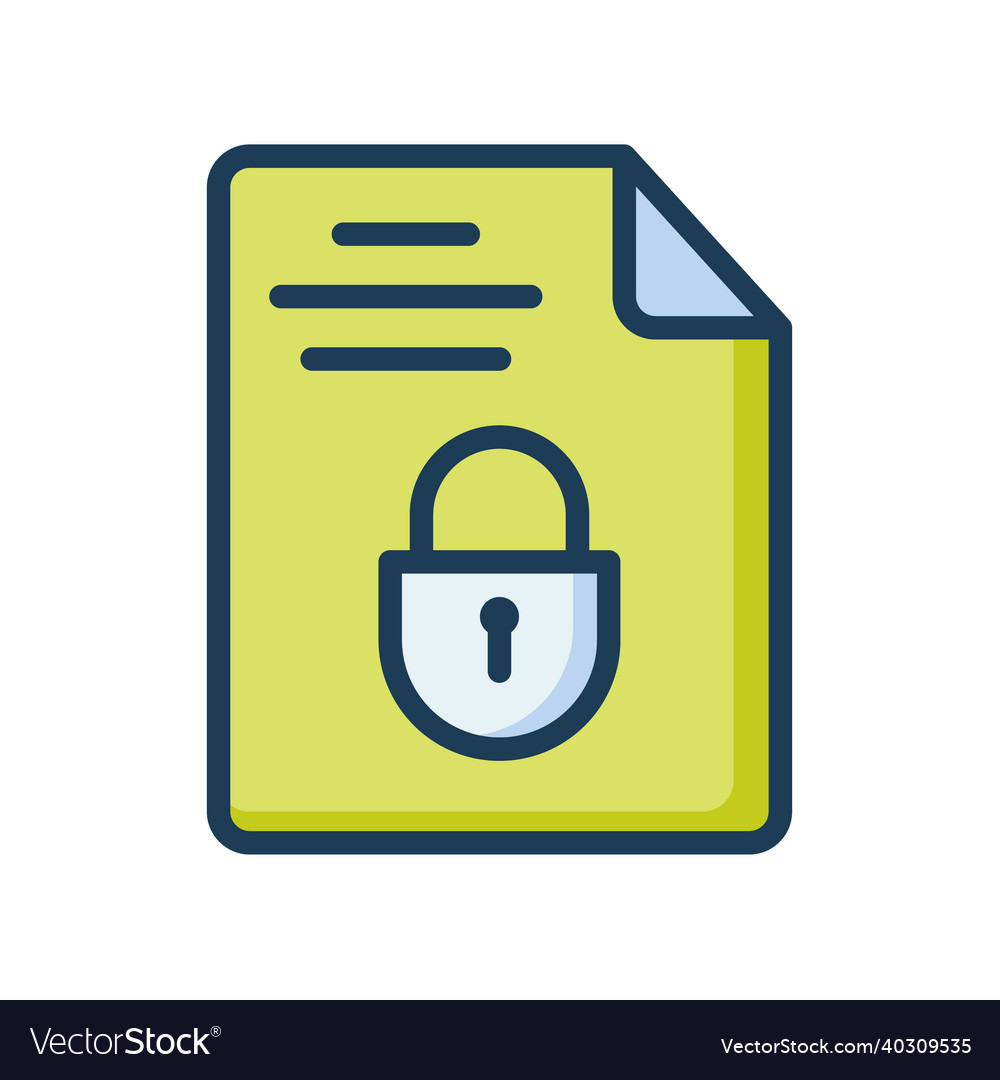Encrypted document with lock secure single vector image Encrypted document with lock secure single