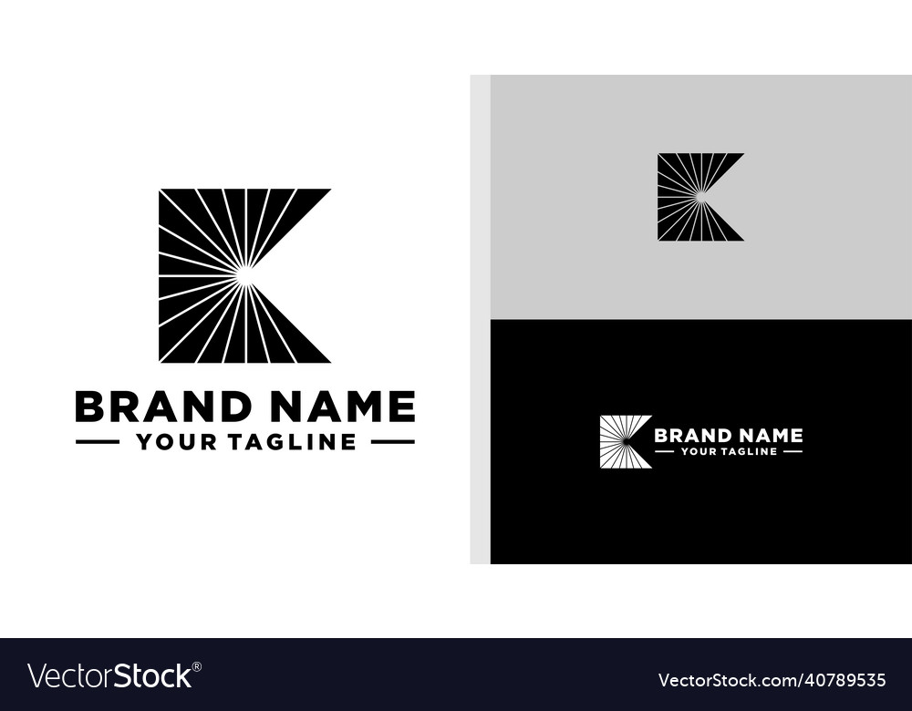 Letter k logo schwarz sun negative raum editierbar