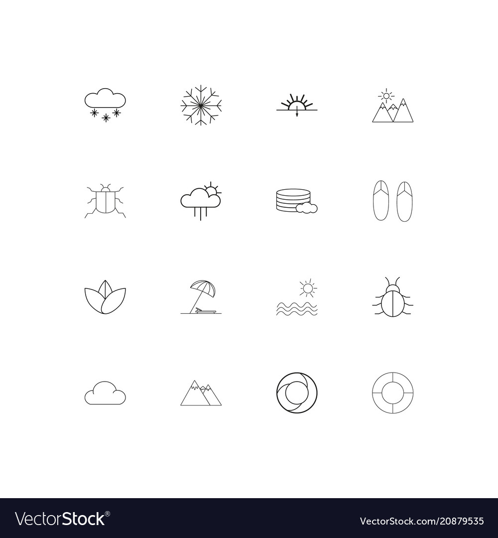 Nature linear thin icons set outlined simple