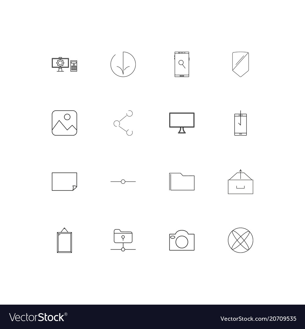 Network and database simple linear icons set
