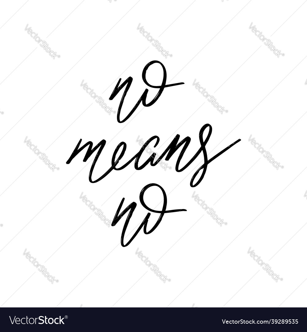 No means hand drawn lettering isolated Royalty Free Vector