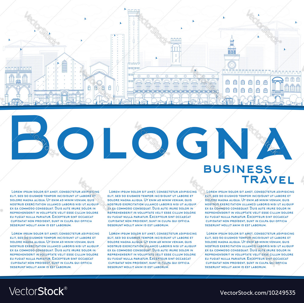 Outline Bologna Skyline with Blue Landmarks Vector Image