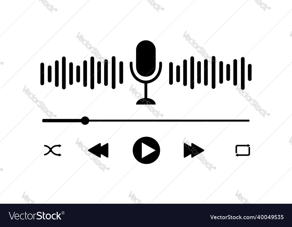 Podcast player interface with microphone sound