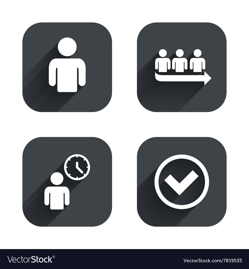 Queue icon person waiting sign check and time Vector Image