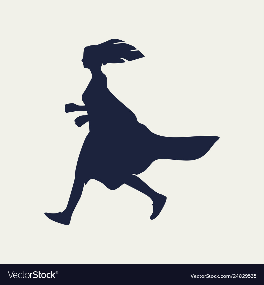 Running lady silhouette