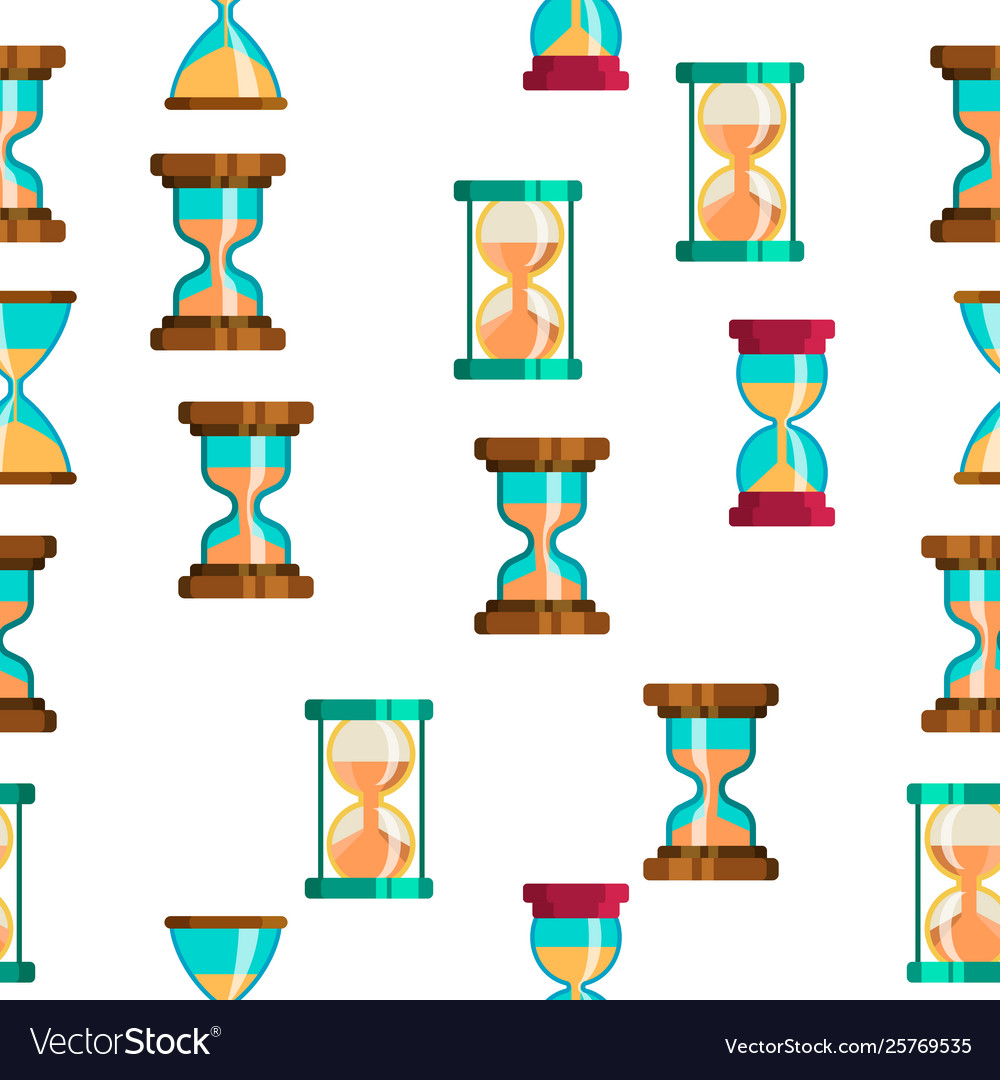 Sandclock icon set seamless pattern