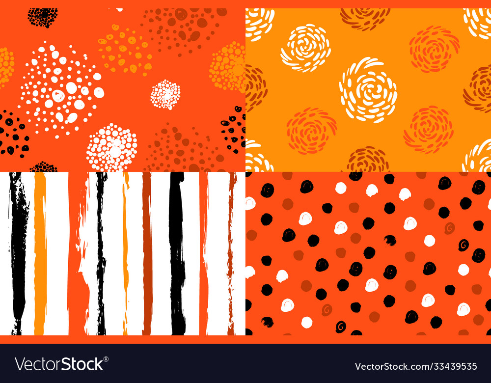 Set four seamless red patterns with peas
