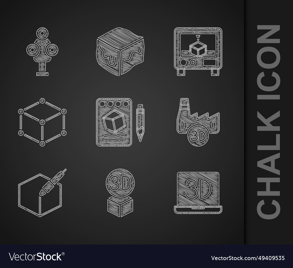 Set sketch on paper isometric cube 3d printer