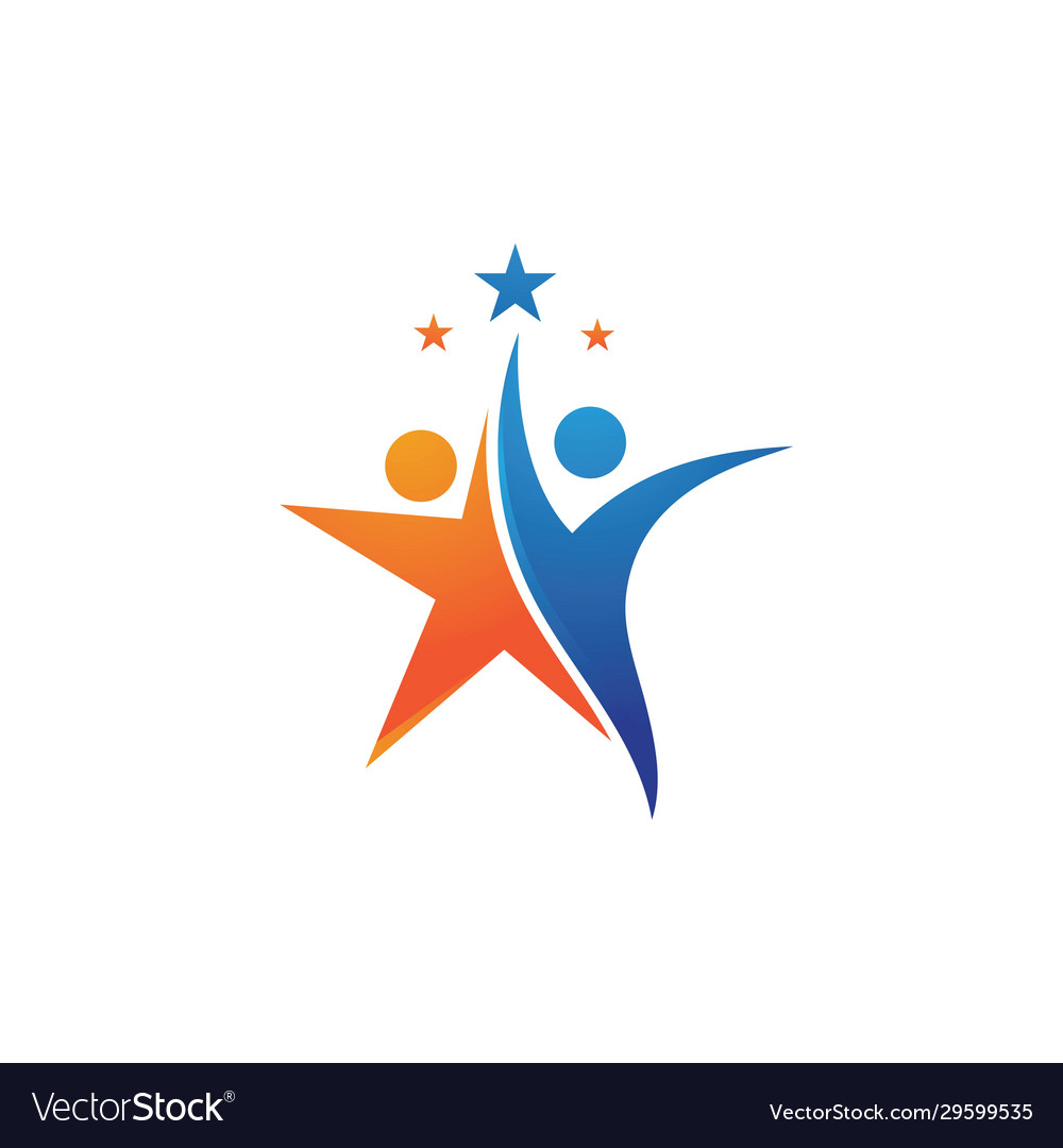 Star success people care logo Royalty Free Vector Image