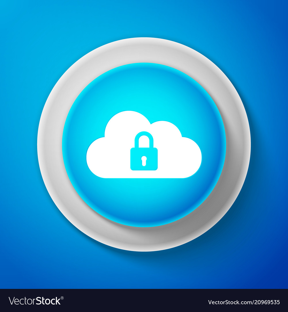 White cloud computing lock icon isolated vector image White cloud computing lock icon isolated