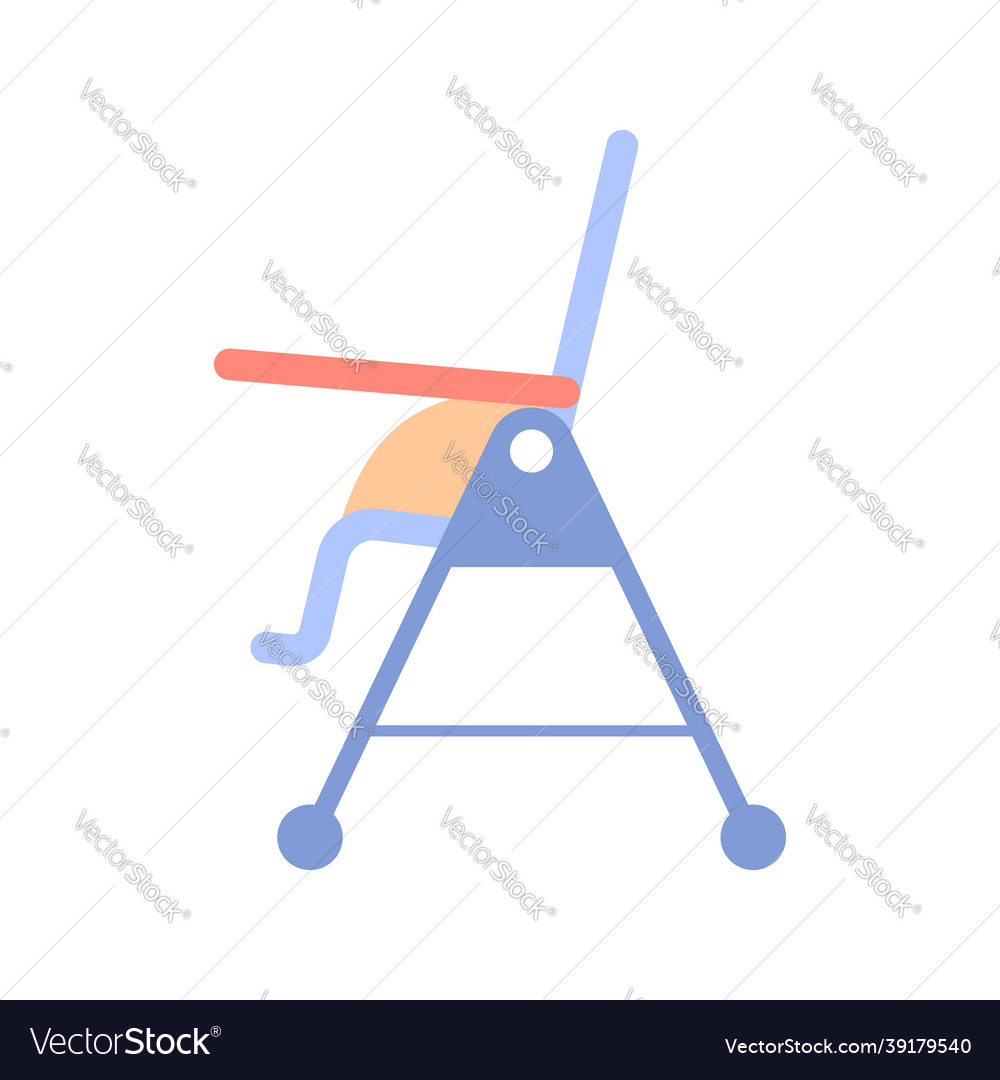 Baby feeding chair flat icon isolated on white