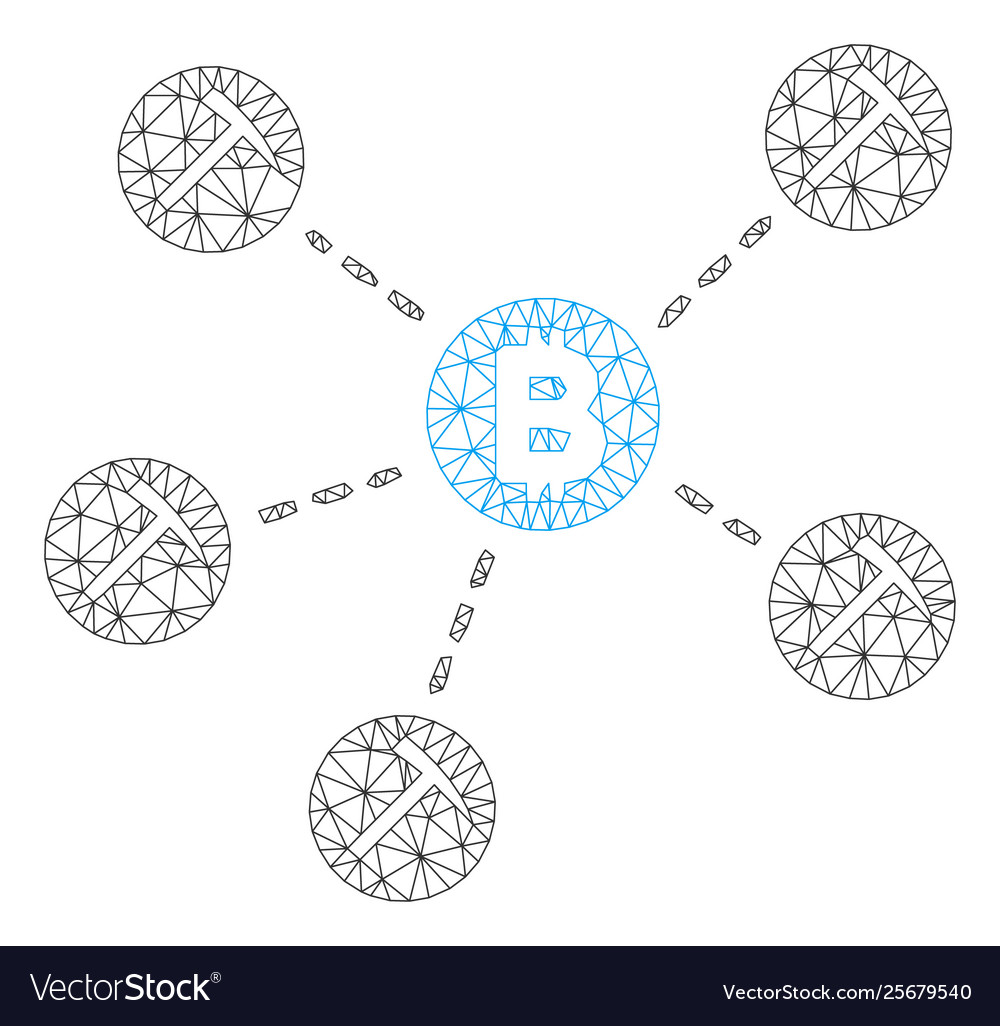 Bitcoin mining pool mesh wire frame model vector image Bitcoin mining pool mesh wire frame model