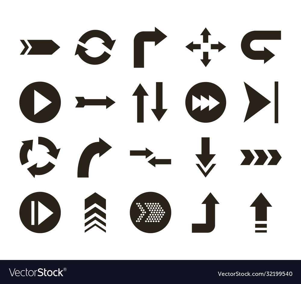 Bundle arrows set icons