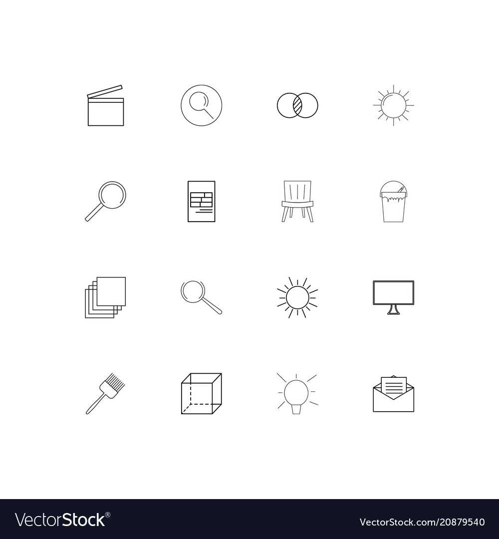Creative process and design linear thin icons set