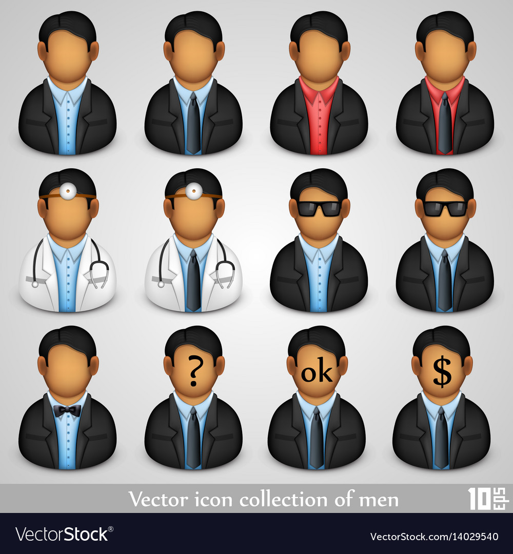 Icon collection of men Royalty Free Vector Image