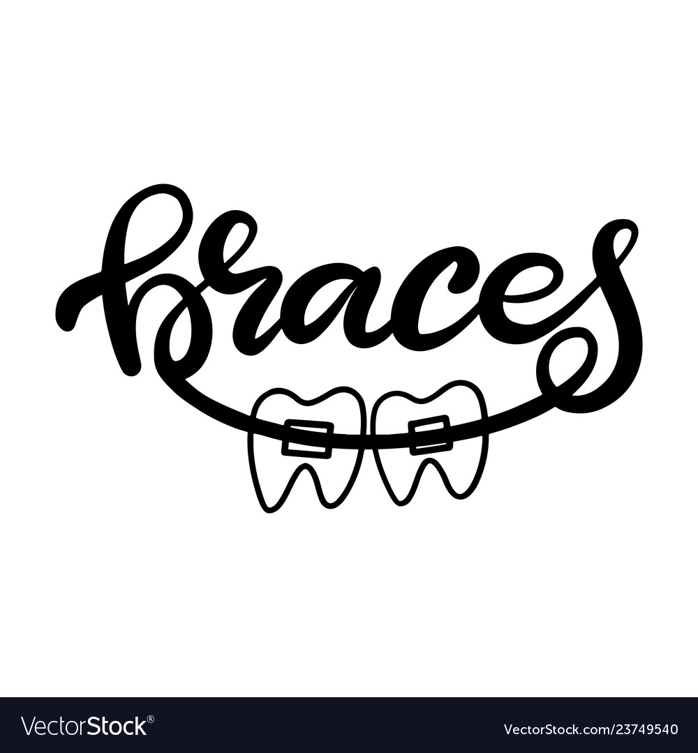 Lettering with braces on teeth