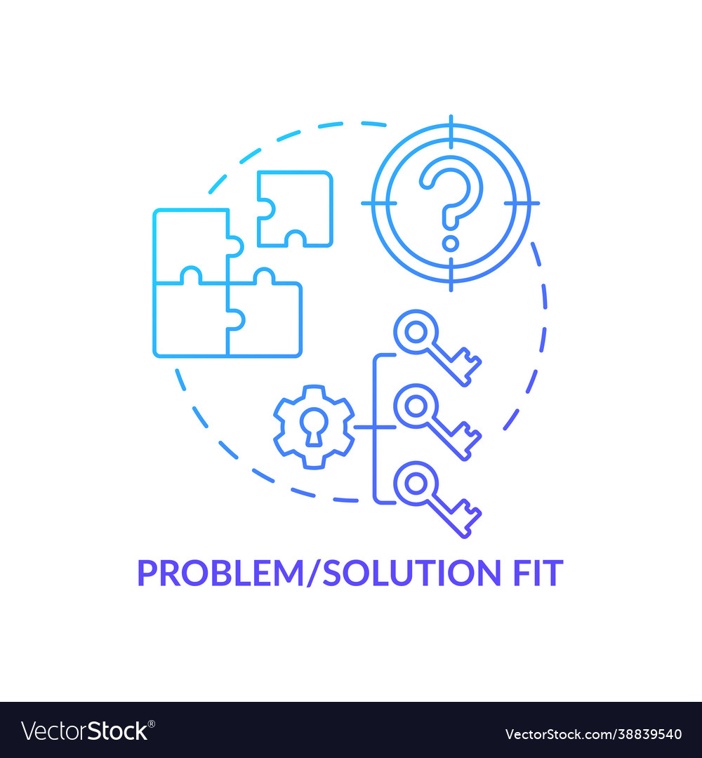 Problem solution fit blue gradient concept icon Vector Image