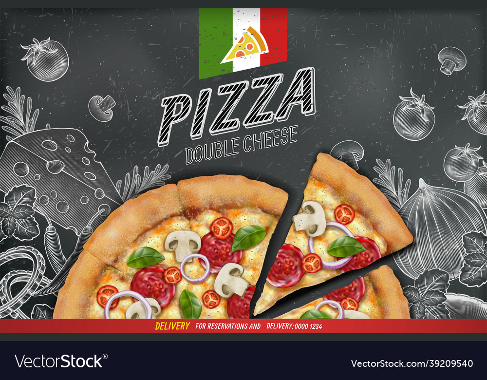 Savoury pizza ads Royalty Free Vector Image - VectorStock